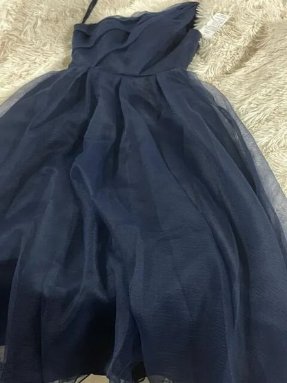 Vintage Navy Blue Tea-Length Prom Dress, Customer Photo